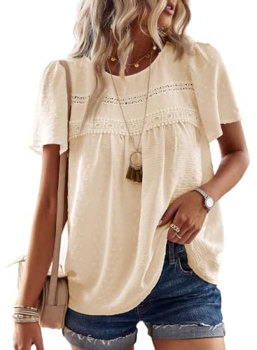 Falechay Women's Swiss Dot Short Sleeve Tunic Blouse: $23.96 Falechay Women's Swiss Dot Short Sleeve Tunic Blouse: $23.96