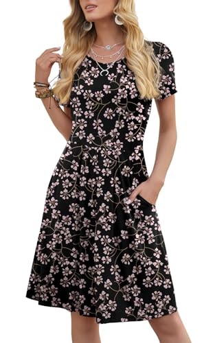 DouBCQ Women's Casual Short Sleeve Pleated Floral Dress: $14.99 DouBCQ Women's Casual Short Sleeve Pleated Floral Dress: $14.99