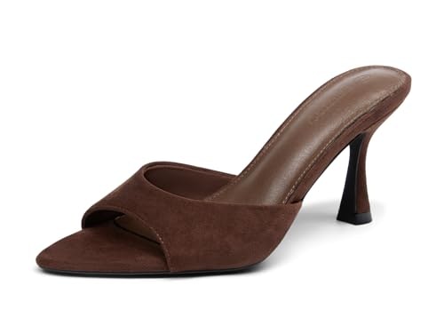 Coutgo Women's Pointed Peep Toe Heeled Mules: $33.99