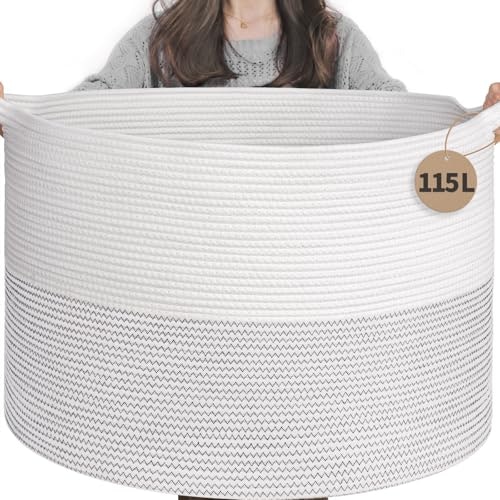 Indressme 115L Extra Large Woven Rope Blanket Basket: $29.06
