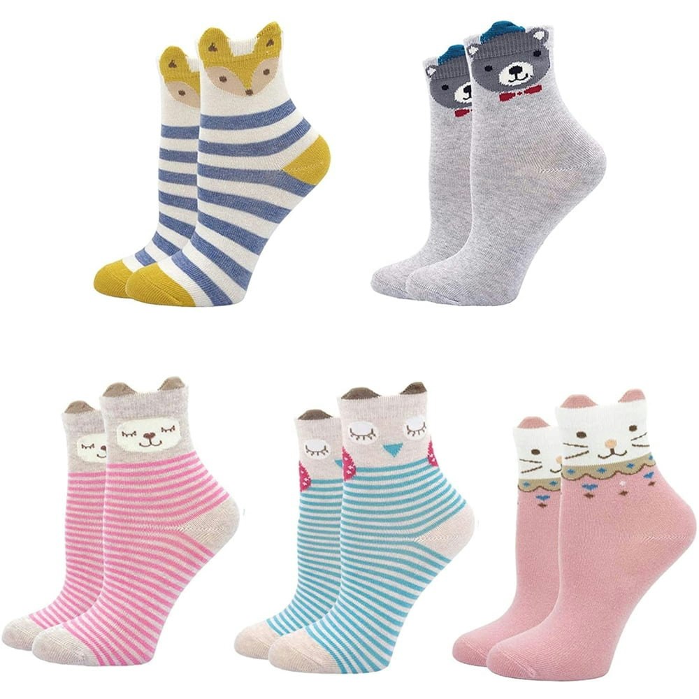 Amitofo Girls' Cotton Animal Crew Socks 5-Pack: $10 Amitofo Girls' Cotton Animal Crew Socks 5-Pack: $10