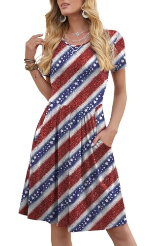 DouBCQ Women's USA Flag Pleated Short Sleeve Dress: $18.99 DouBCQ Women's USA Flag Pleated Short Sleeve Dress: $18.99