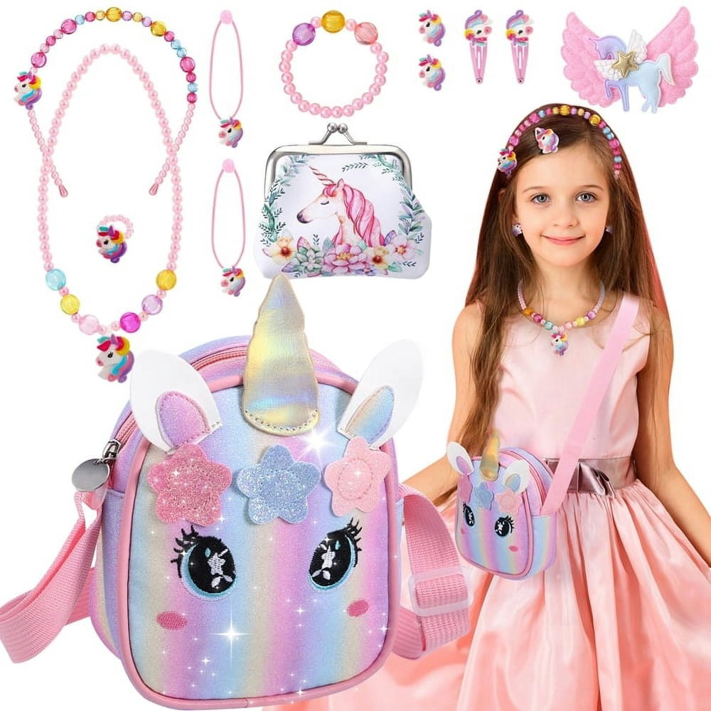 Sixwipe 13-Piece Girl's Unicorn Purse and Jewelry Set: $10 Sixwipe 13-Piece Girl's Unicorn Purse and Jewelry Set: $10