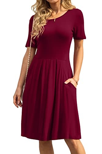DouBCQ Women's Casual Short Sleeve Flowy Pleated Dress with Pockets: $13.99 DouBCQ Women's Casual Short Sleeve Flowy Pleated Dress with Pockets: $13.99