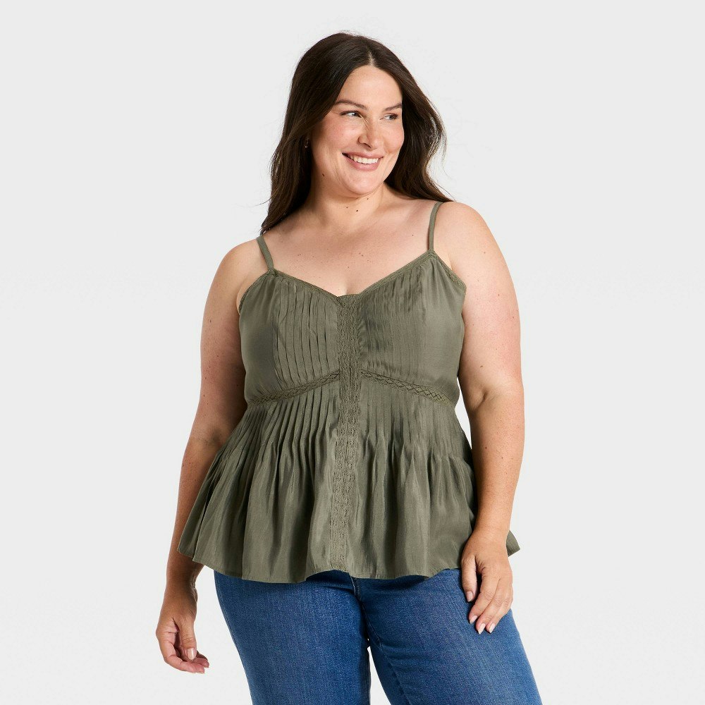 Women's Lace Trim Cotton Tank Top: $25