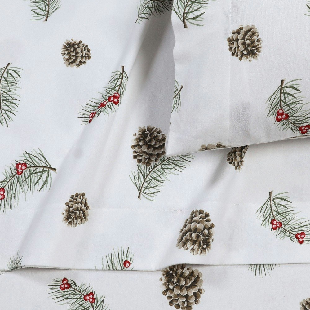 Tribeca Living Queen Pine Cones and Berries Cotton Flannel Sheet Set: $139.99 Tribeca Living Queen Pine Cones and Berries Cotton Flannel Sheet Set: $139.99