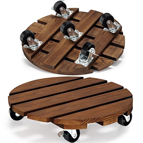 Yangbaga 12-Inch Wood Rolling Plant Stand 2-Pack: $21.24
