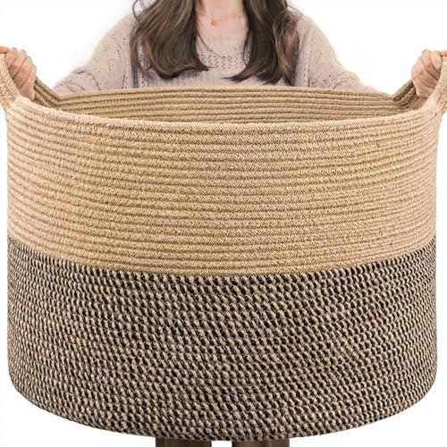 Indressme Woven Wicker Blanket Basket 90L: $23.41