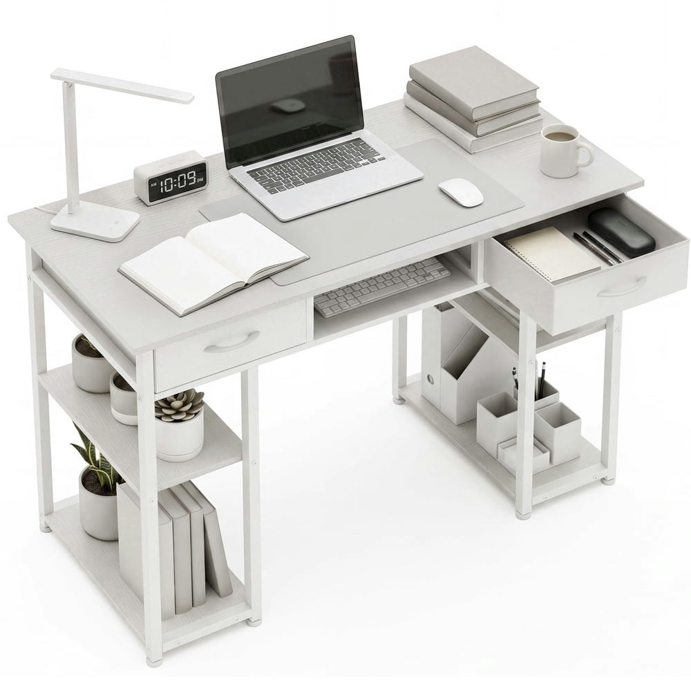 Edx 48-Inch Office Desk with 2 Drawers and Storage Shelves: $47.99 Edx 48-Inch Office Desk with 2 Drawers and Storage Shelves: $47.99