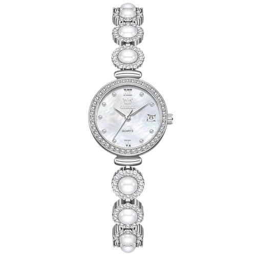 Olevs Ladies Silver Pearl Bracelet Watch: $42.30