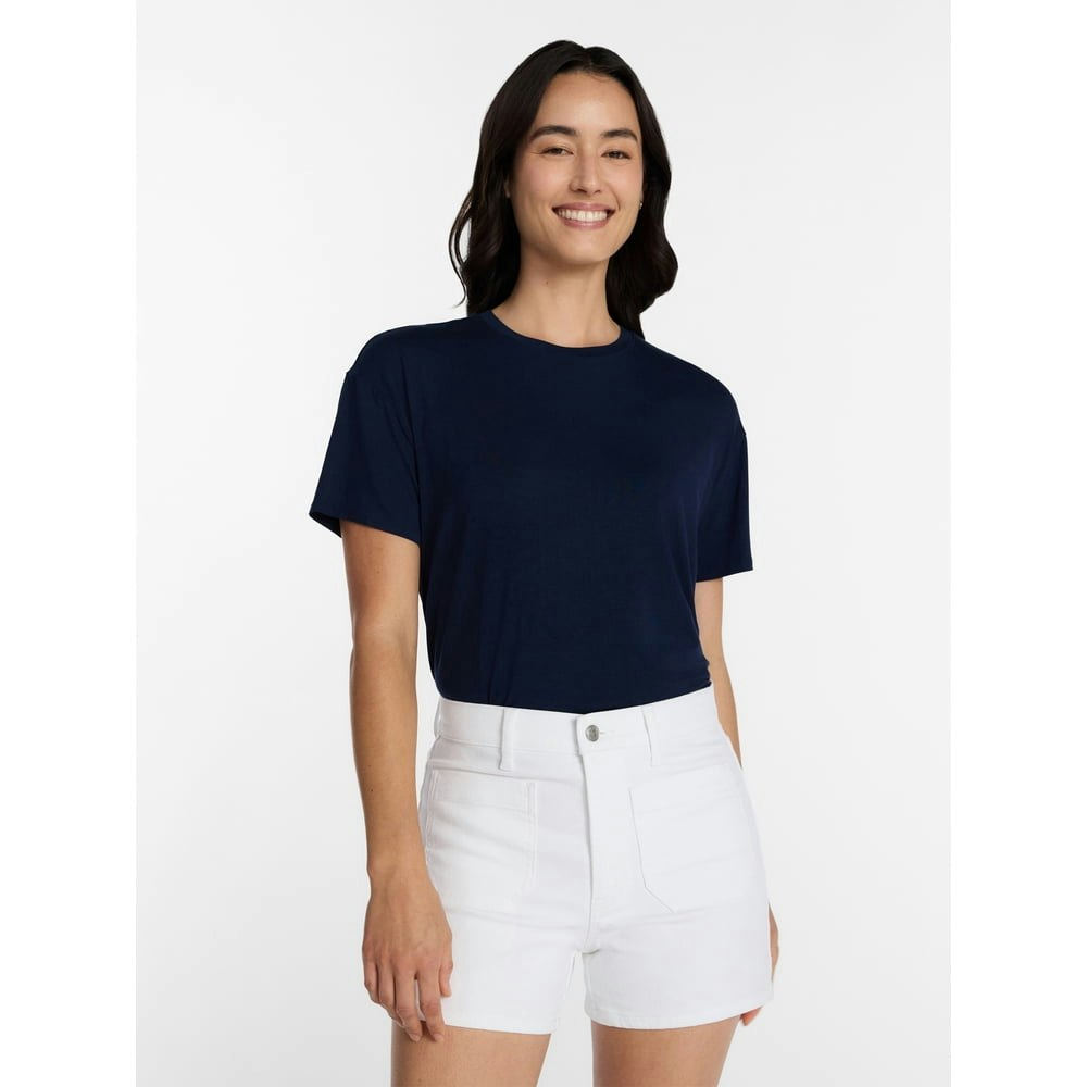 Time and Tru Women's Short Sleeve Tunic Tee: $4.95 Time and Tru Women's Short Sleeve Tunic Tee: $4.95