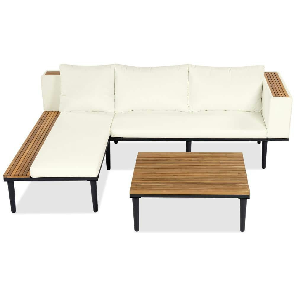 Metal Outdoor Conversation Sectional Set with Coffee Table: $620.16