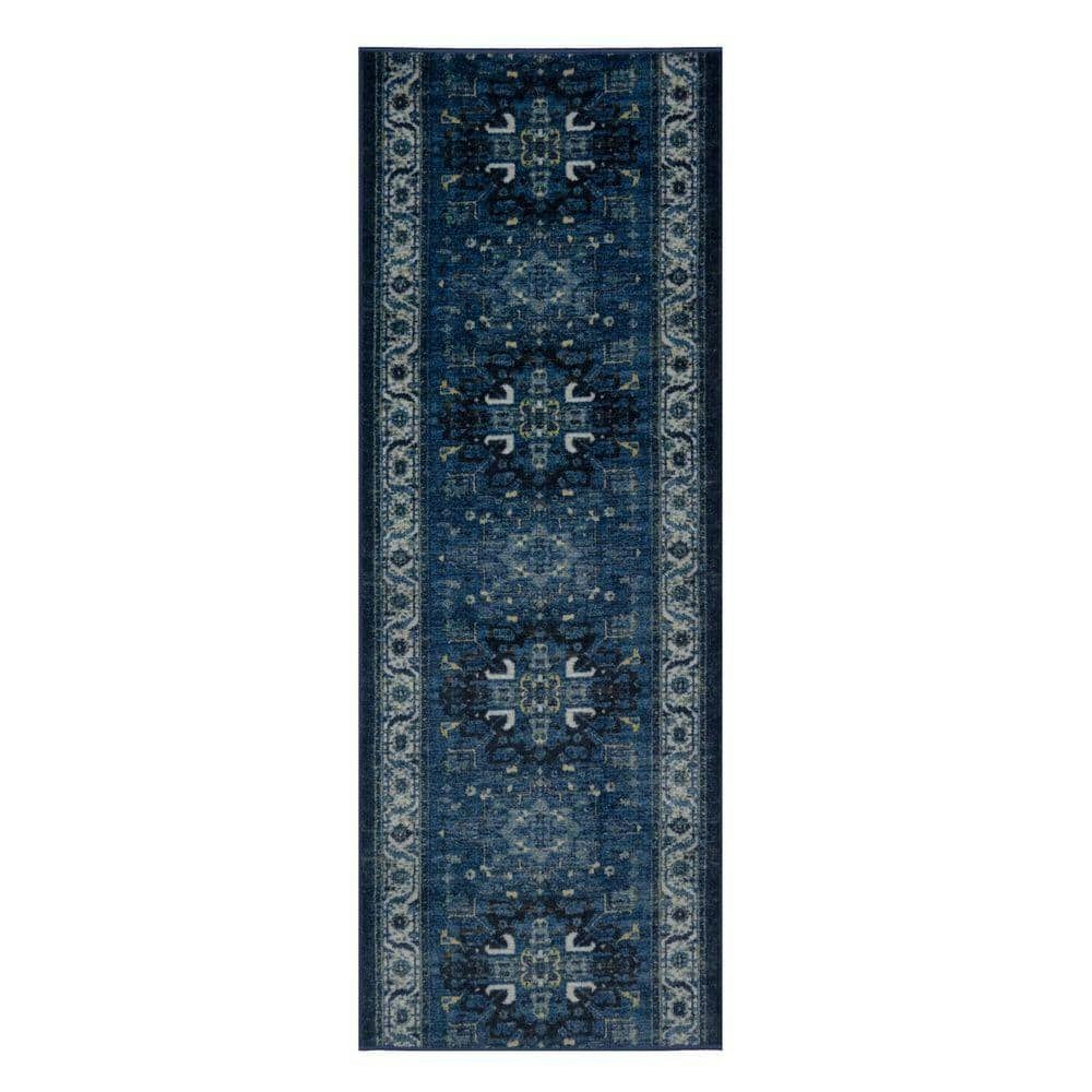 Antique Collection Medallion Navy Blue 35-Inch Stair Runner: $315.54