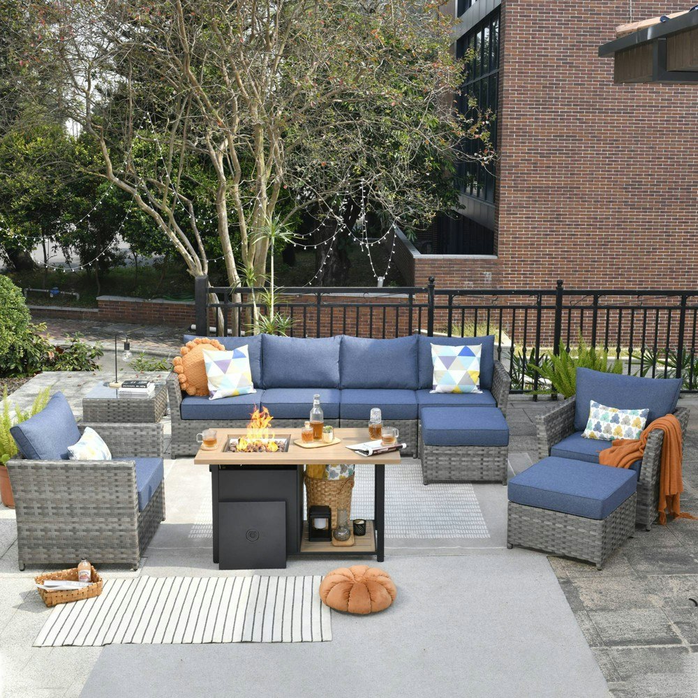 Ovios Tenaya 10-Piece Wicker Patio Furniture Set with Storage Fire Pit: $1,609.99 Ovios Tenaya 10-Piece Wicker Patio Furniture Set with Storage Fire Pit: $1,609.99