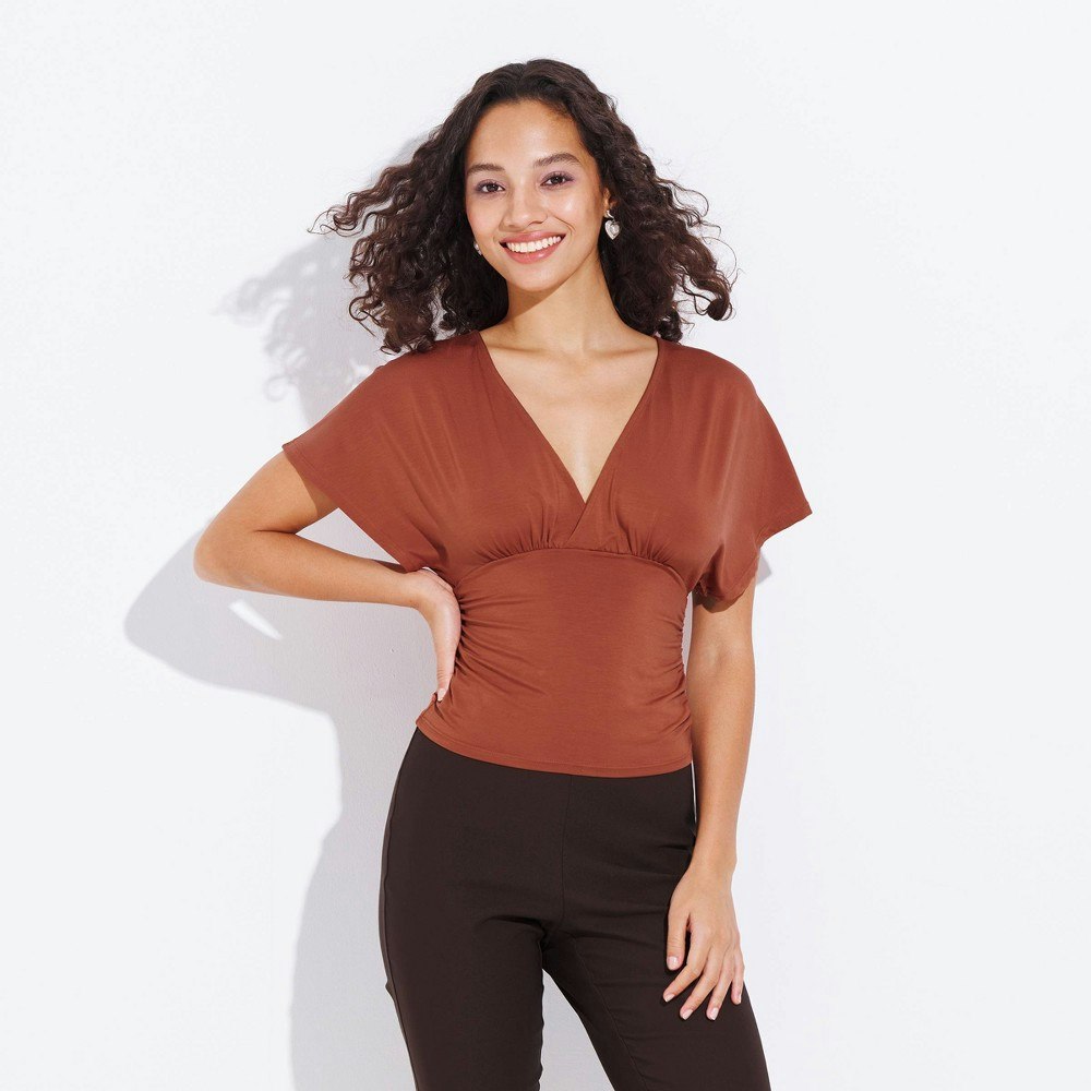 Wild Fable Women's V-Neck Dolman Short Sleeve Top: $20