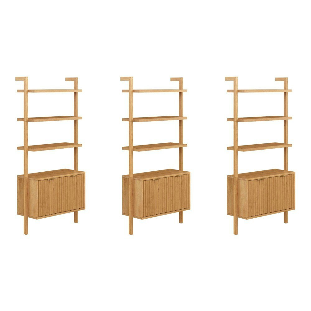 Nathan James Jasper 71.9-Inch Fluted Wood Bookshelf 3-Pack: $1,079.99 Nathan James Jasper 71.9-Inch Fluted Wood Bookshelf 3-Pack: $1,079.99