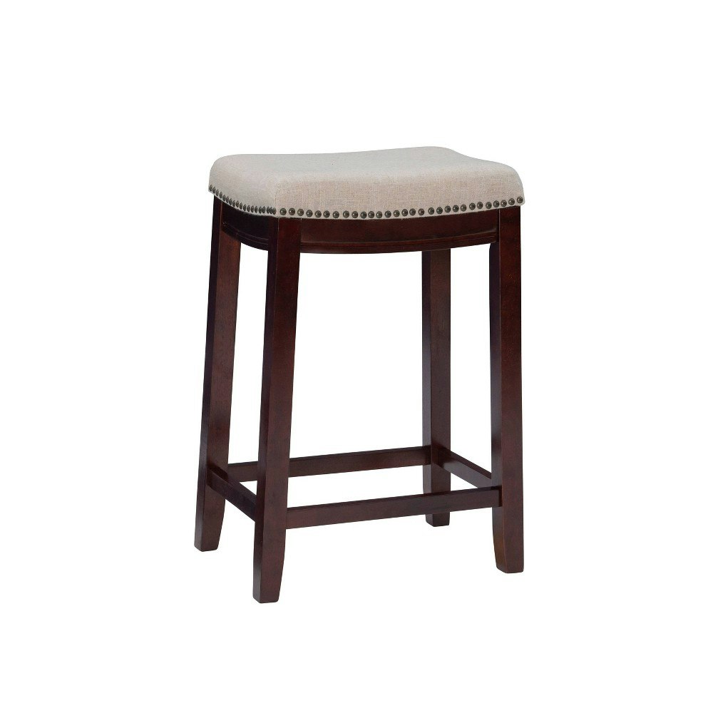 Linon Claridge Backless Nailhead Saddle Counter Height Barstool: $58.99 Linon Claridge Backless Nailhead Saddle Counter Height Barstool: $58.99