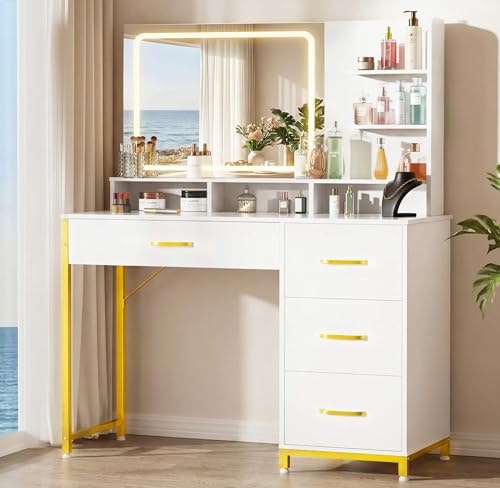 Comhoma Vanity Desk with Mirror and Lights: $109.93 Comhoma Vanity Desk with Mirror and Lights: $109.93