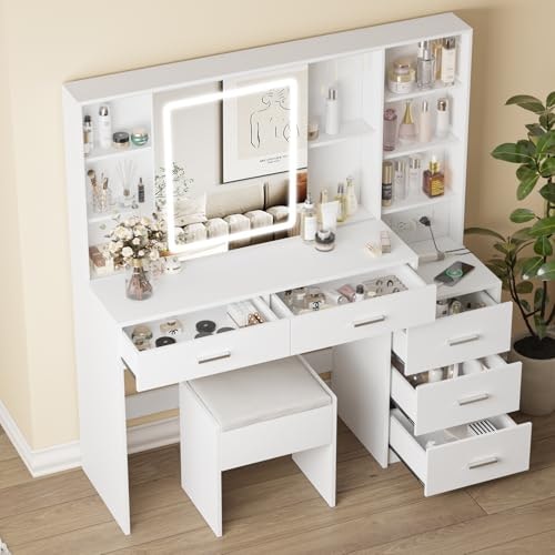 Fameill Vanity Desk with Mirror and Lights: $215.99 Fameill Vanity Desk with Mirror and Lights: $215.99