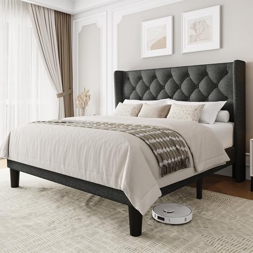 Einhomn Queen Size Upholstered Wingback Platform Bed Frame: $139.99 Einhomn Queen Size Upholstered Wingback Platform Bed Frame: $139.99