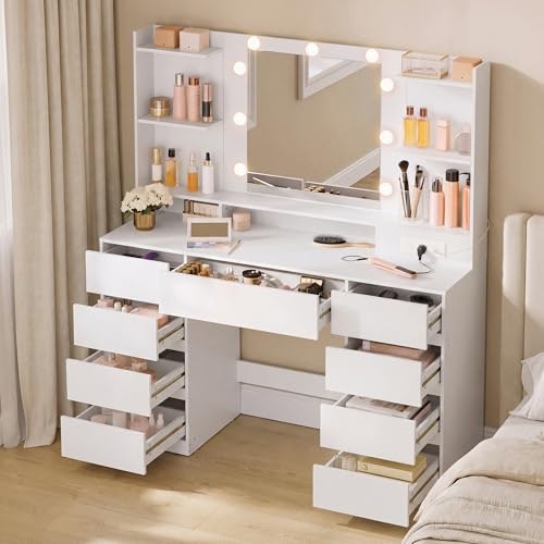 Vasagle 43.3-Inch Vanity Desk with Mirror and Lights: $143.69 Vasagle 43.3-Inch Vanity Desk with Mirror and Lights: $143.69