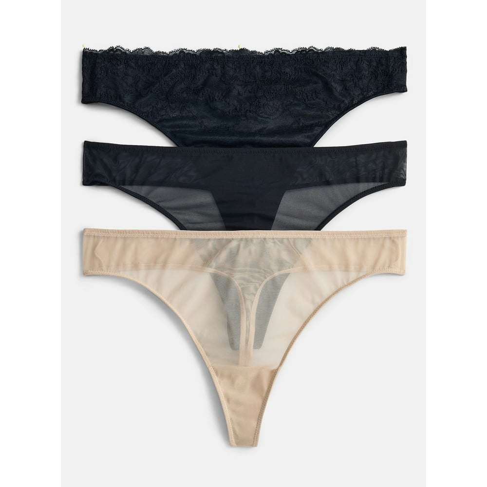 Joyspun Women's Lace and Mesh Thong Panties 3-Pack: $5.23 Joyspun Women's Lace and Mesh Thong Panties 3-Pack: $5.23