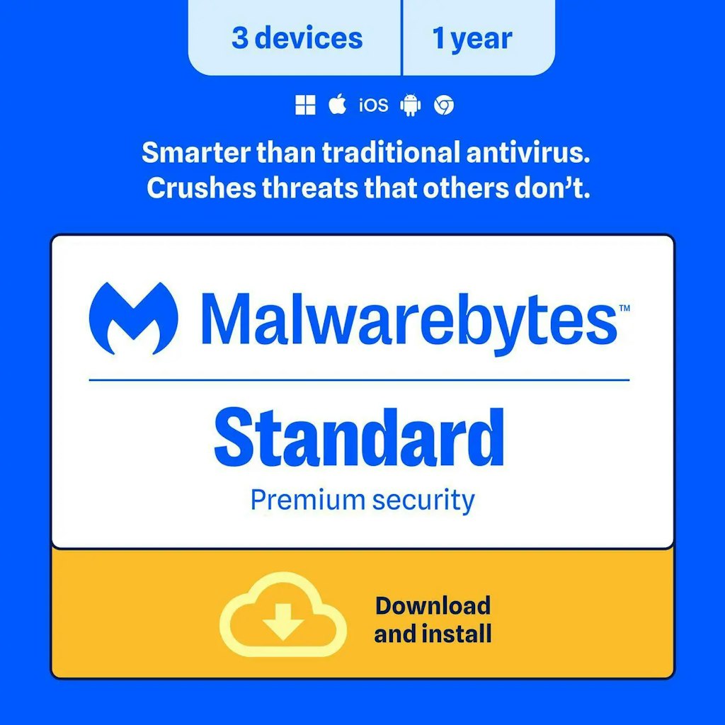 Malwarebytes Standard Premium Security 3-Device 1-Year Antivirus Software: $13