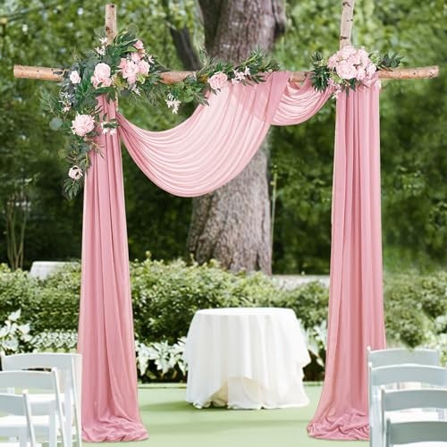 Dusty Rose Sheer Backdrop Curtains 2-Panel 6-Yard Set: $9