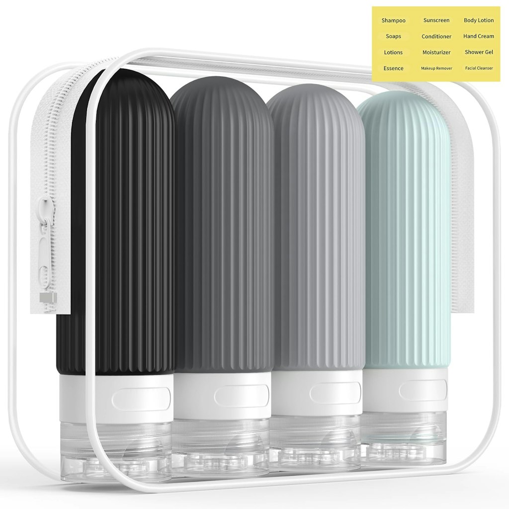 Travel Toiletries Bottles 4-Pack: $4.49