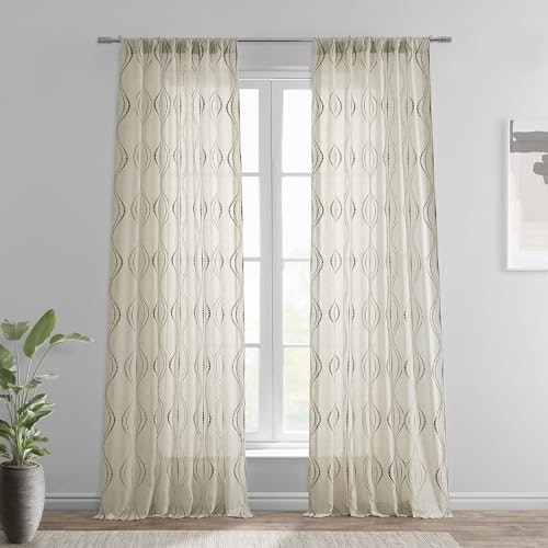 Half Price Drapes Suez Bronze Embroidered Linen Sheer Curtain 50" x 84": $21.99 Half Price Drapes Suez Bronze Embroidered Linen Sheer Curtain 50" x 84": $21.99