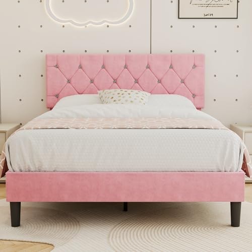 Vecelo Full Size Upholstered Platform Bed Frame: $109.99