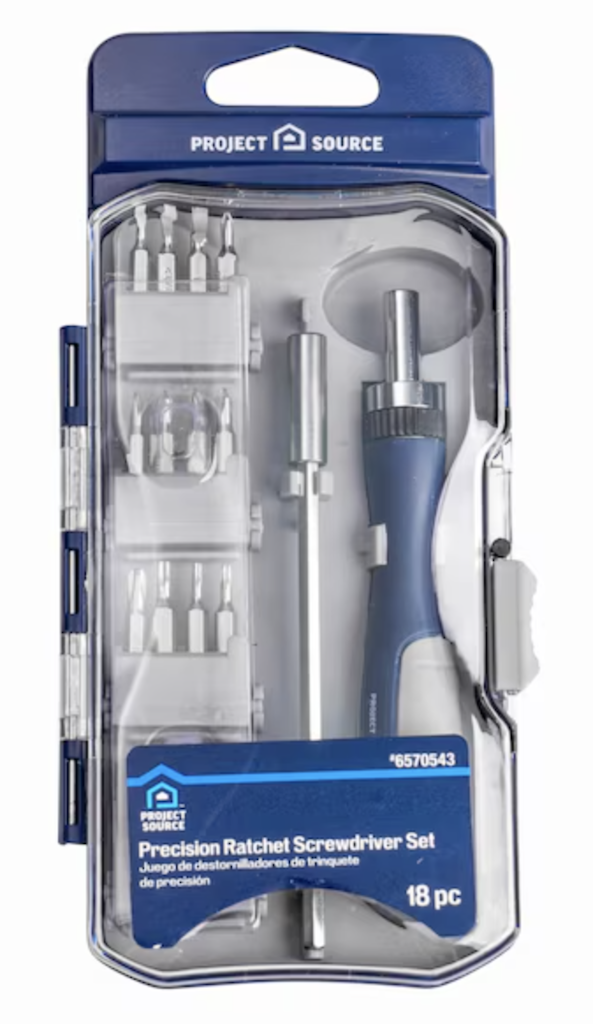 Project Source 18-Piece 2" Ratcheting Multi-Bit Screwdriver Set: $6.98