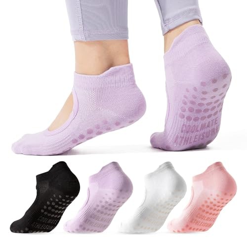 CoolMate Non-Slip Yoga and Pilates Socks: $9.69