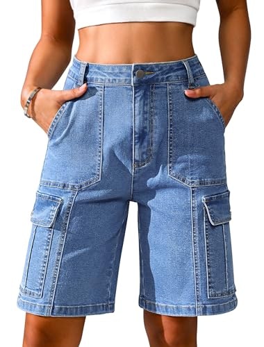 Eddoyee Women's High-Waisted Denim Bermuda Cargo Shorts: $28.98 Eddoyee Women's High-Waisted Denim Bermuda Cargo Shorts: $28.98