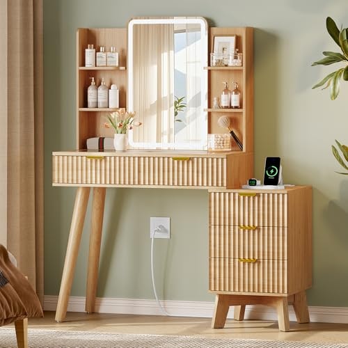 Vanity Desk with Lighted Mirror and Storage: $169.99 Vanity Desk with Lighted Mirror and Storage: $169.99