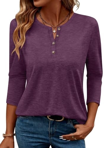 Ticticmimi Women's 3/4 Sleeve Henley Shirt: $9.98 Ticticmimi Women's 3/4 Sleeve Henley Shirt: $9.98