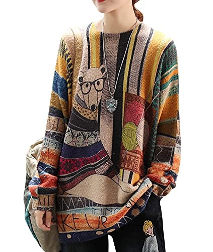 Yesno Women's Oversized Graphic Knit Pullover Sweater: $42.49