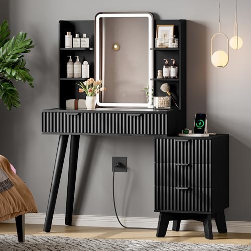 Vanity Desk with Lighted Mirror and Storage: $169.99 Vanity Desk with Lighted Mirror and Storage: $169.99