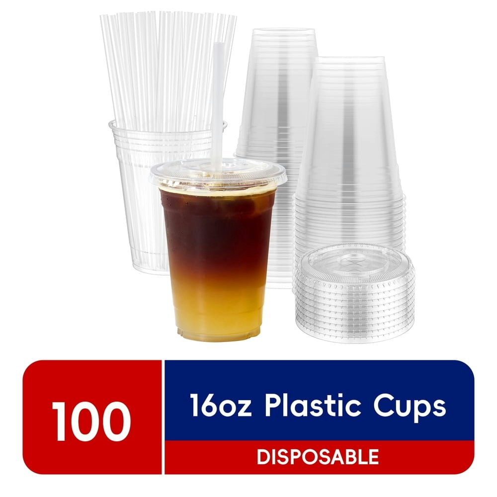 Jolly Chef 16oz Plastic Cups with Lids and Straws 100-Pack: $24.53 Jolly Chef 16oz Plastic Cups with Lids and Straws 100-Pack: $24.53