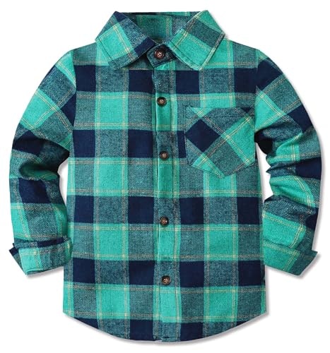 Cromoncent Boys Long Sleeve Flannel Plaid Shirt: $14.39