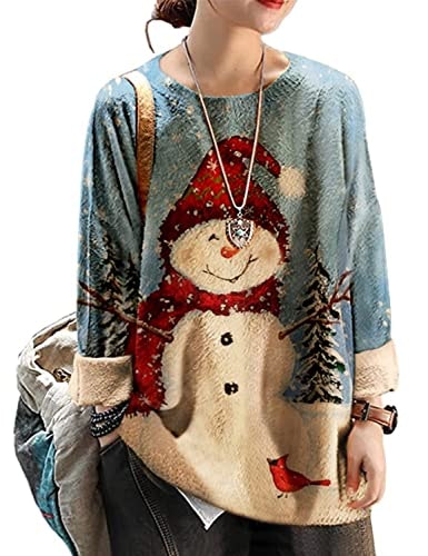 Yesno Women's Snowman Graphic Pullover Sweater: $25.49