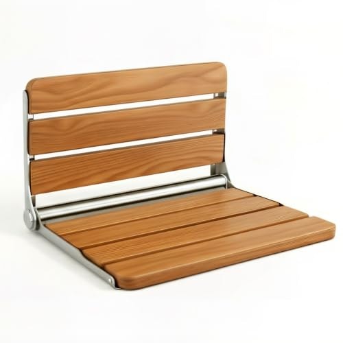 16-Inch Wall-Mounted Foldable Teak Shower Seat: $67.99