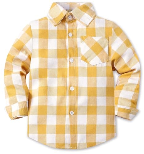 Cromoncent Boys Long Sleeve Flannel Plaid Shirt: $14.39