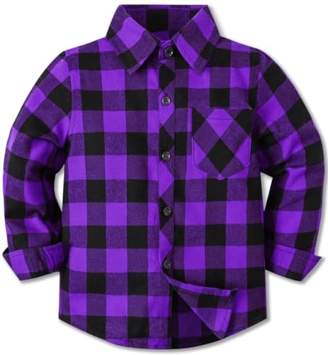 Cromoncent Boys Long Sleeve Flannel Plaid Button Down Shirt: $15.29