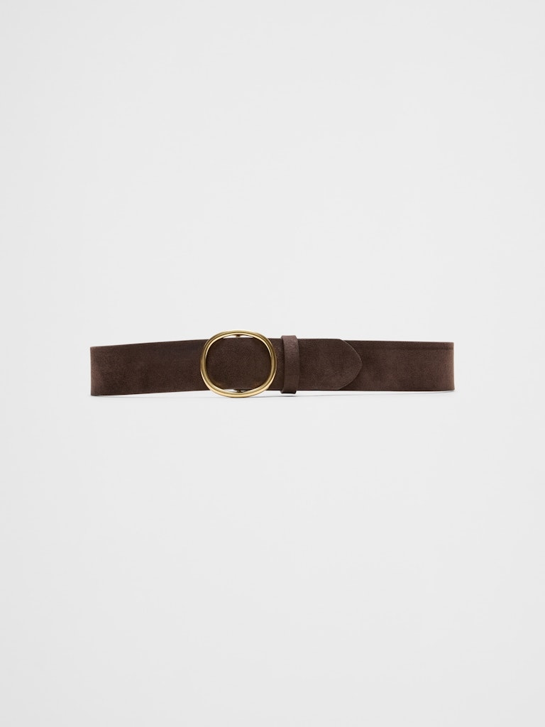 Vegan Leather Oval Buckle Belt: $40