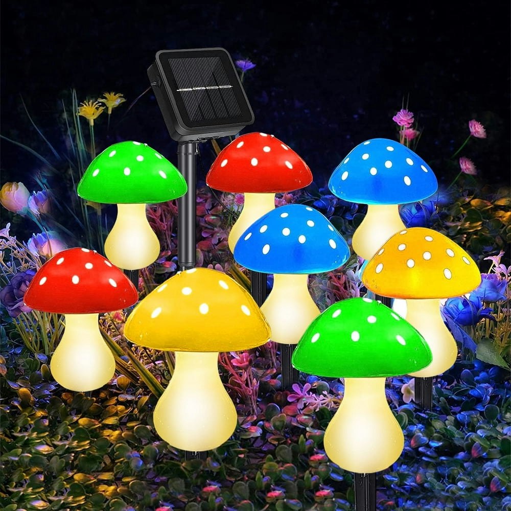 QiShi 23-Foot Solar-Powered Mushroom Garden Lamp: $15.88