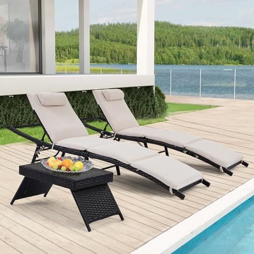 Patio Chaise Lounge 2-Chair and Coffee Table Set: $212.49