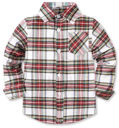 Cromoncent Boys Long Sleeve Flannel Plaid Shirt: $14.39