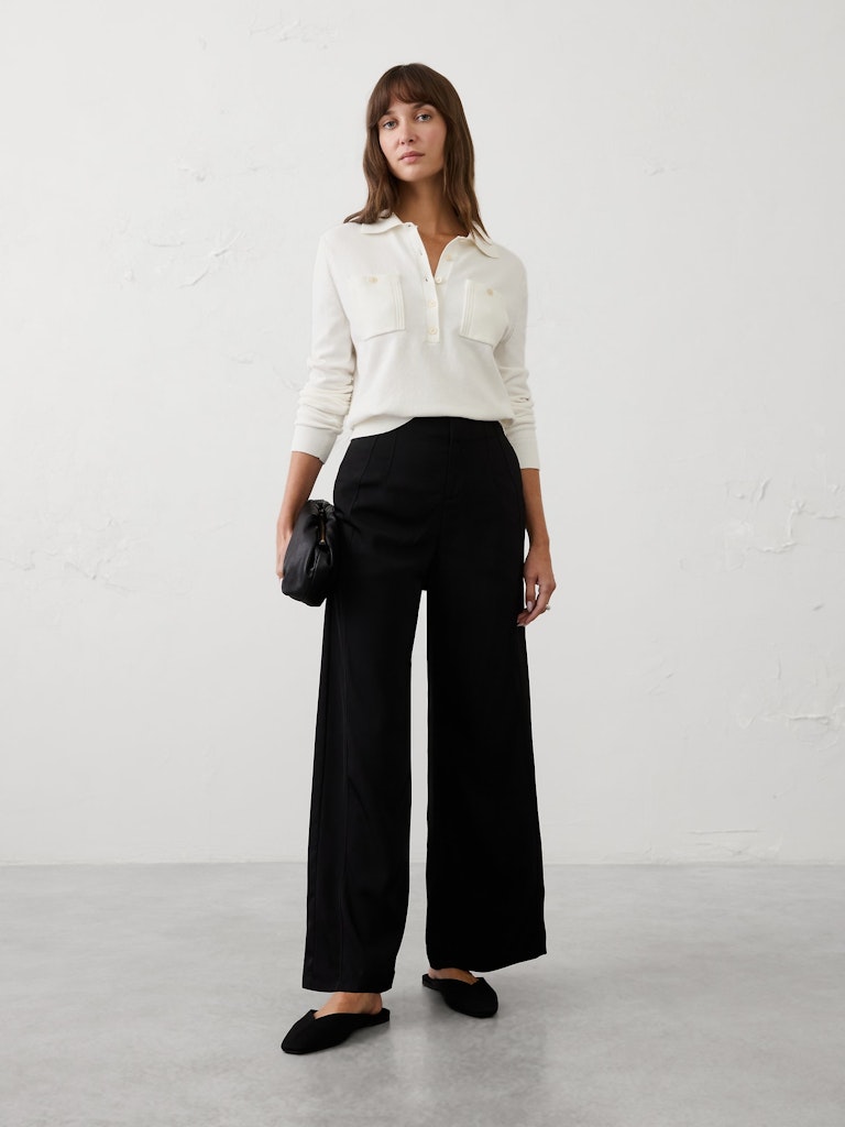 Wide-Leg High-Rise Twill Trouser: $60 Wide-Leg High-Rise Twill Trouser: $60