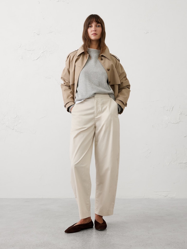 High-Rise Barrel-Leg Pleated Utility Pants: $45 High-Rise Barrel-Leg Pleated Utility Pants: $45